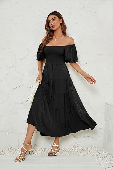 Square Neck Floral Tiered Boho Maxi Dress