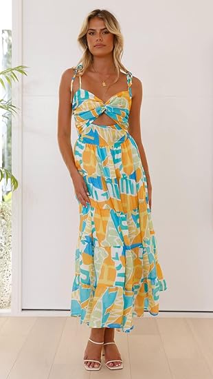 Bohemian Floral Spaghetti Strap Maxi Dress