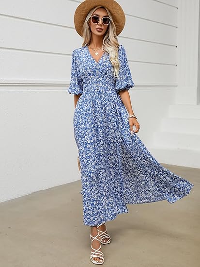 Bohemian Floral Split Maxi Dress