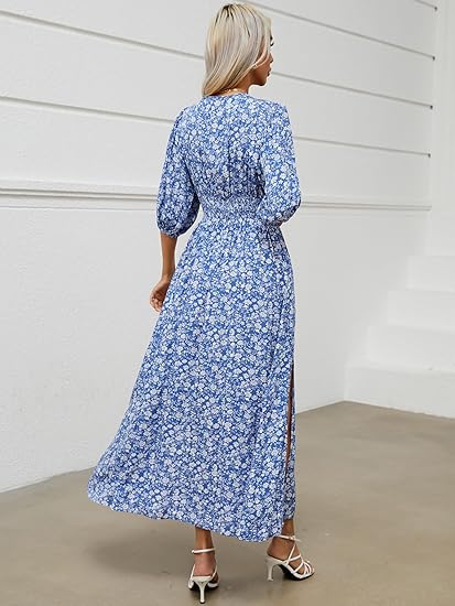 Bohemian Floral Split Maxi Dress