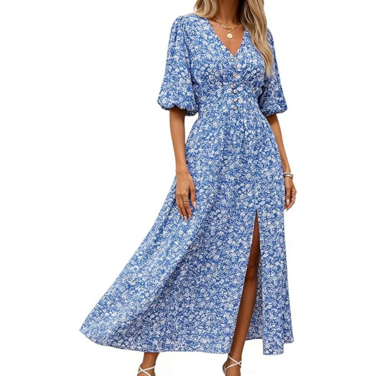 Bohemian Floral Split Maxi Dress