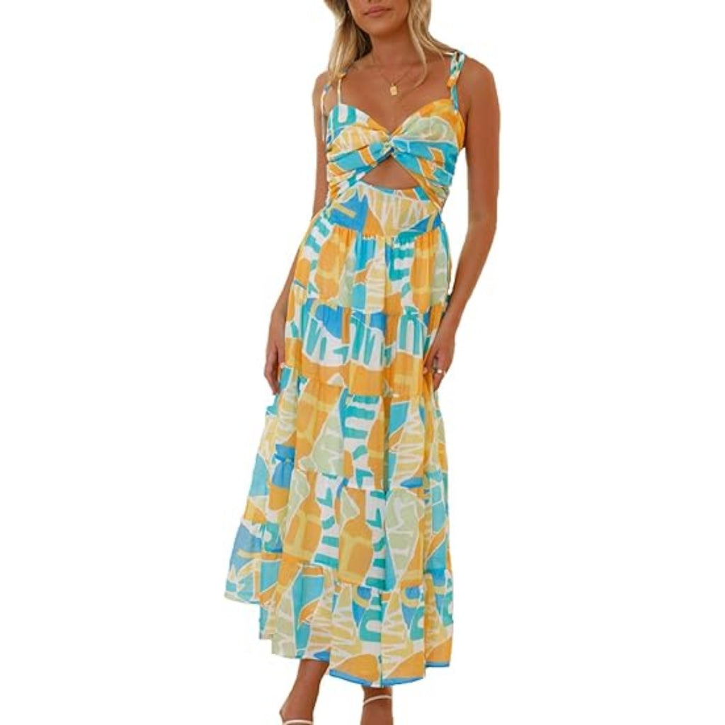 Bohemian Floral Spaghetti Strap Maxi Dress